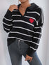 'Arcadia' Striped Heart Sweater - Celes Fashion